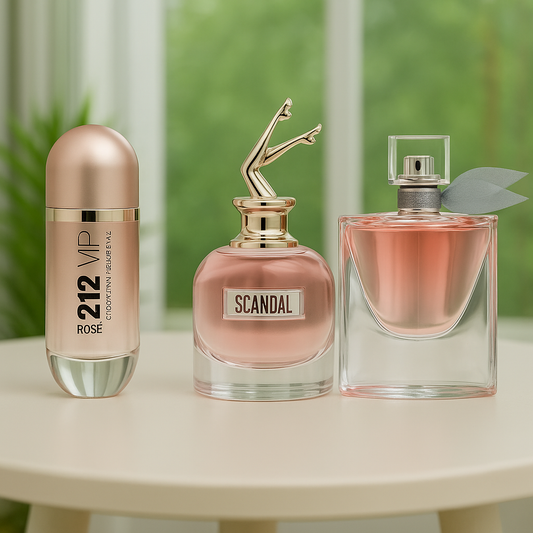 212 vip Rose 100 ml + Scandal 100 ml + La vida es bella 100 ml